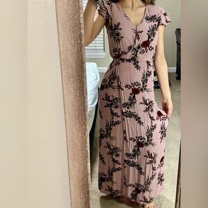 Floral pink maxi dress by One Clothing small